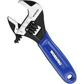 WORKPRO 4-Inch Mini Adjustable Wrench, Wide Jaw Cr-V steel Wrench | Black Oxide Finish, Metric &amp; SAE Scales, Compact Size for Small Nuts, Home Projects, Workshop and DIY Tasks.