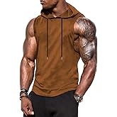 Babioboa Men's Workout Hooded Tank Tops Sports Training Sleeveless Gym Hoodies Bodybuilding Cut Off Muscle Shirts