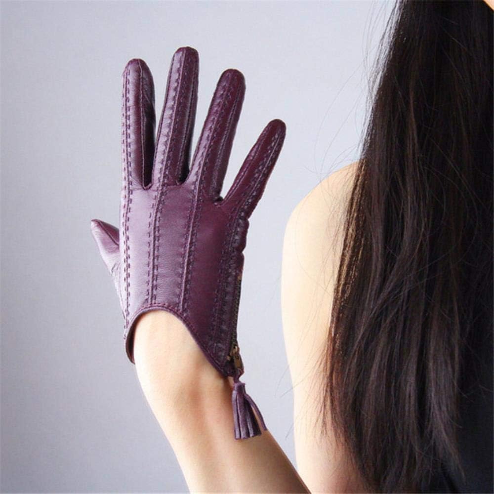 XIJXKPCVHJAPXZW Touchscreen Gloves Genuine Leather Imported Goatskin Tassel Zipper Short Style