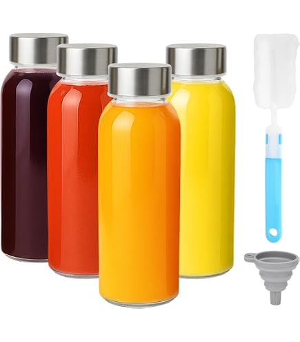 Lot De 6 Bouteilles En Verre 500ml Avec Bouchons Et Brosse - Bouteilles Réutilisables Pour Jus, Lait Et Boissons Maison