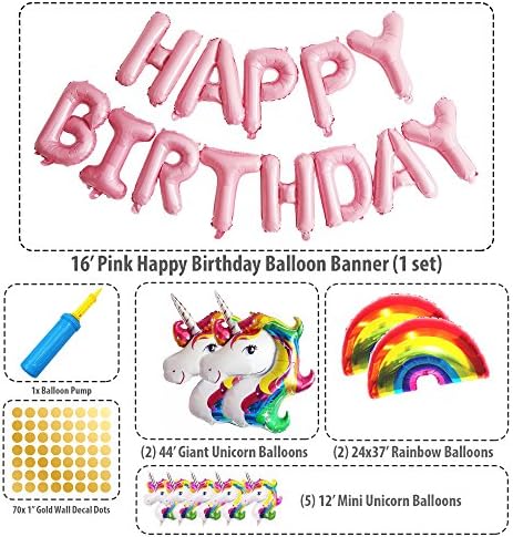 Rainbow Unicorn Balloon Set Decoration Bundle