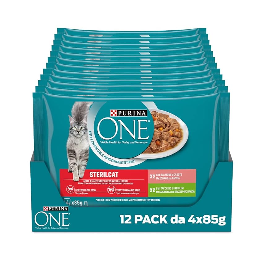 PURINA ONE Sterilcat Cibo Umido per Gatto Adulto Sterilizzato Bocconcini con Salmone e Carote