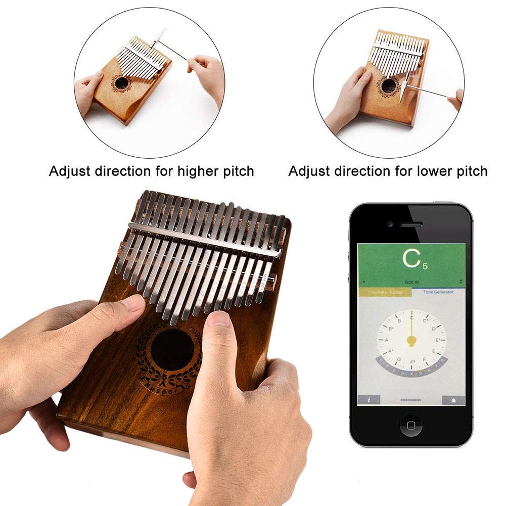 Kalimba 17 Tasti Professionale in Legno Massello KOA Thumb/Finger Piano, Portatile Mbira Inclusi Musica Libro Martello di Sintonia Borsa per Trasporto Custodia Protettiva di Pollice-Muspor