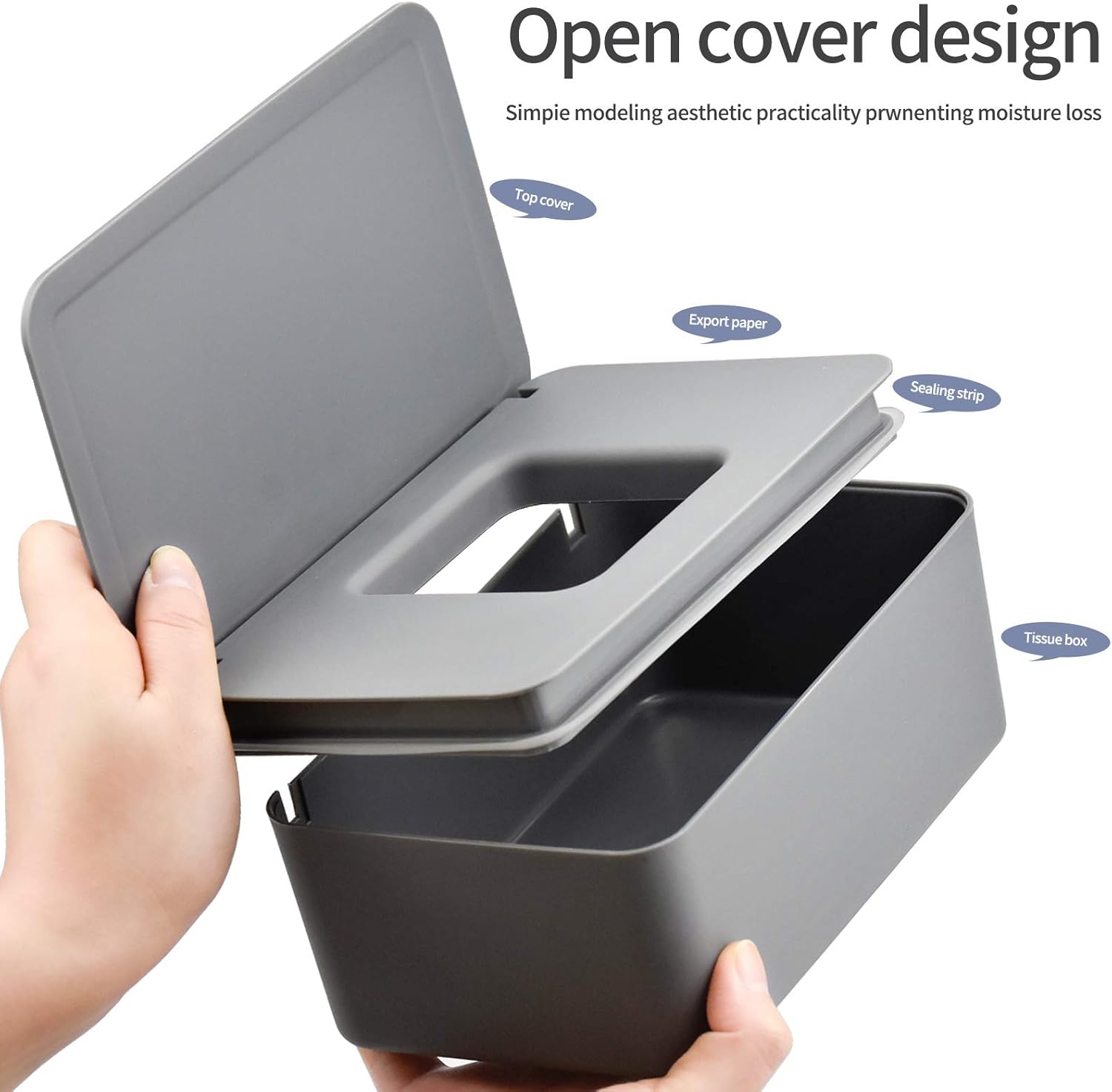 Wipes Dispenser Case Baby Wet Wipes Box Tissue Storage Case Container Plastic Napkin Box Toilet Paper Holder with Lid Seal for Home Office Car Gray - Image 5