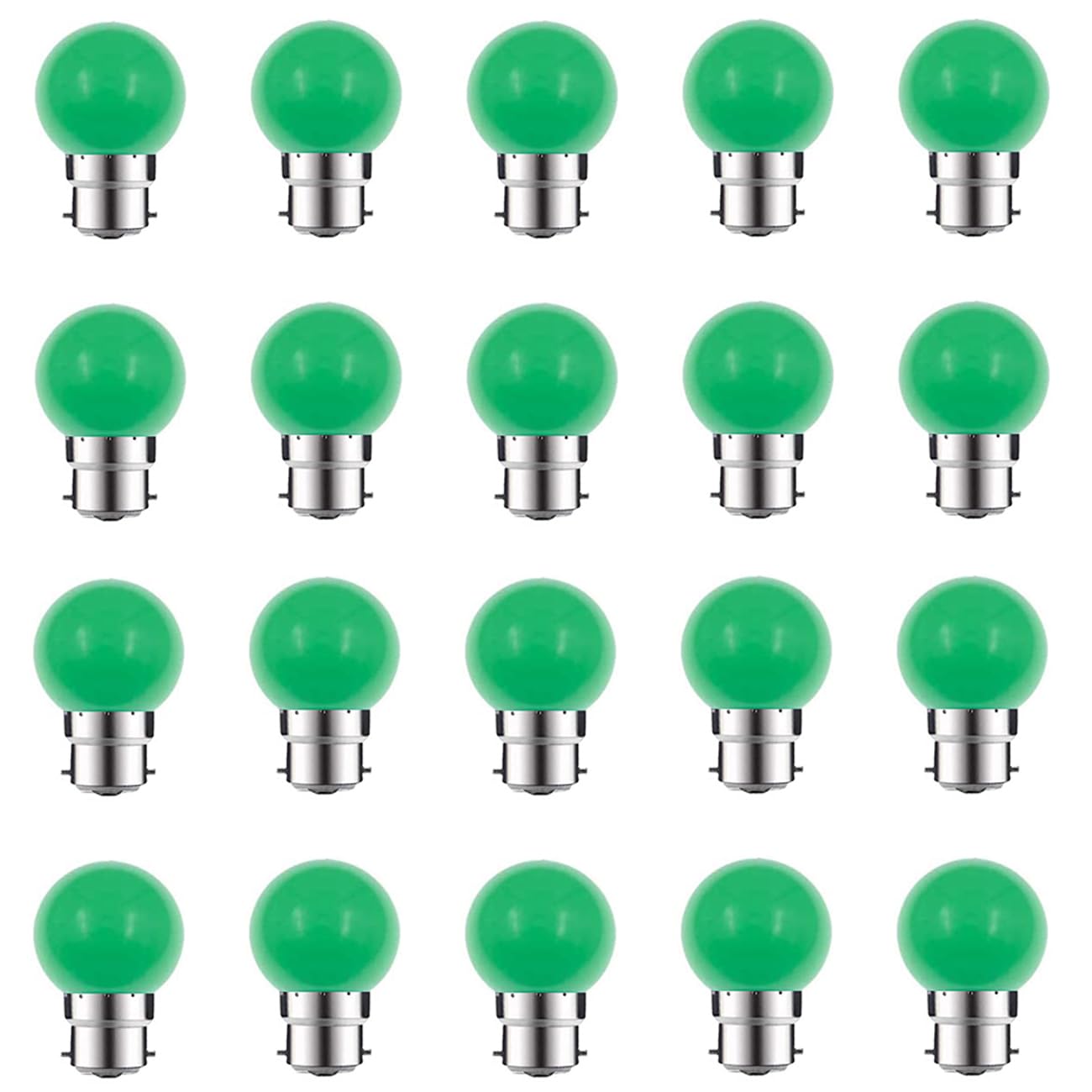 ZFQ 20 Pack B22 Bayonet Colored LED Light Bulbs 2W G45 Golf Ball Mini Globe Bulb Lighting Bulbs,Green for Outdoor Indoor String Patio Garden Party Christmas, Tree, Fairy Party Night Lights