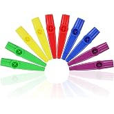 Blulu 10 Pieces Plastic Kazoos Flute Bulk Gift for Kids Adults Party Favors | 5 Colors Multipack, with Flute Diaphragms, Goodie Bag Stuffers, Musical Toy Set, for Teacher Prizes, Xmas Party Supplies