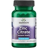 Swanson Zinc Citrate Immune and Vision Support 30 mg, 60 Capsules | Supports Immune Function and Healthy Antioxidant Activity, Zinc Is an Essential Nutrient for Healthy Vision