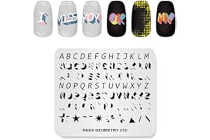Rolabling Nail Stamping Plate Fashion Geometry Words Letters Stars Patterns Theme Multi-Pattern Stamp Print Image Stamp Template Nail Art for Nail Design