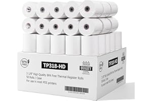 PONY PACKAGING 3 1/8 x 230 Thermal Paper Receipt Rolls (50 Pack) 55 GSM Premium Quality, BPA Free Receipt Paper Compatible with Most POS Systems, Cash Registers, Thermal Receipt Rolls