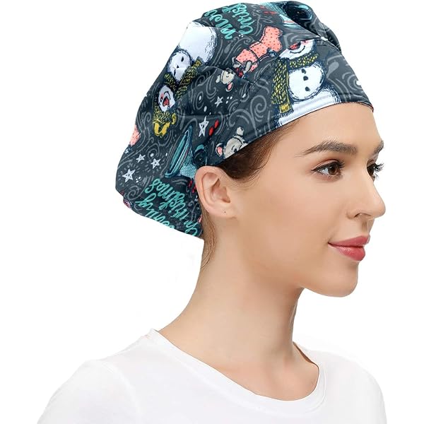 Women's/Men's Working Cap With Built-in Cotton Sweatband - Adjustable Bouffant Hat For Chef, Nurse, Spa, Flamingo/Anchor Print
