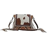 Myra Bag Western Leather Shoulder Bag for Women - Upcycled Canvas Crossbody Bag Spotted Mocha