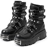 PU Leather Y2K Grunge Punk Platform Height Increase Derby Shoes for Casual Streetwear Mixed Color Thick Sole Sneakers with Skull Metal Accent Design