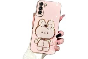 AULZAJU for Samsung Galaxy A56 5G Case for Women Girls Cute Hidden Rabbit Mirror Kickstand Design,Galaxy A56 5G Phone Case Girly Soft Slim TPU Bumper with Full Camera Protection for Samsung A56 Pink