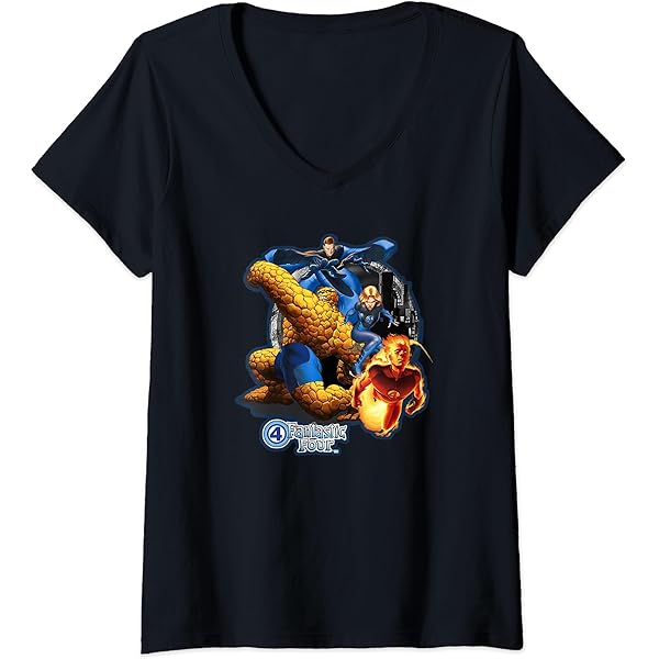 Amazon.com: Marvel Fantastic Four Group Shot Team Classic Logo T