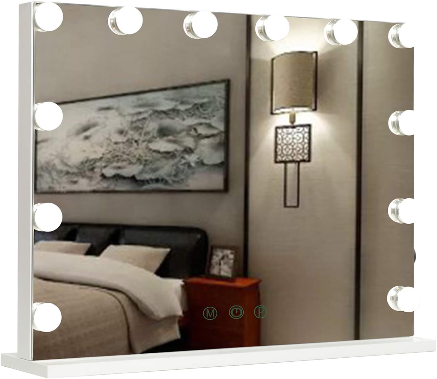 WAYKING Vanity Mirror with Lights, Hollywood Makeup Mirror with USB Outlet, 3 Color Lighting Modes, and Touch Sensor, Lighted up Mirror for Home, White (L22.8" x H17.3")
