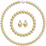 Pttozan Pearl Necklaces for Women,8mm Yellow Pearl
