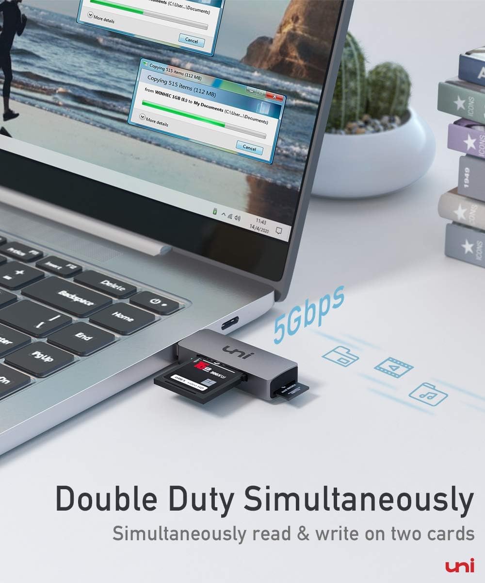 uni SD Card Reader, USB 3.0 to SD/Micro SD Card Adapter 2-in-1, Aluminum USB SD/TF Memory Card Reader Compatible with SD, SDXC, SDHC, MMC, Micro SDXC, Micro SD, Micro SDHC Card and UHS-I Cards: Computers & Accessories