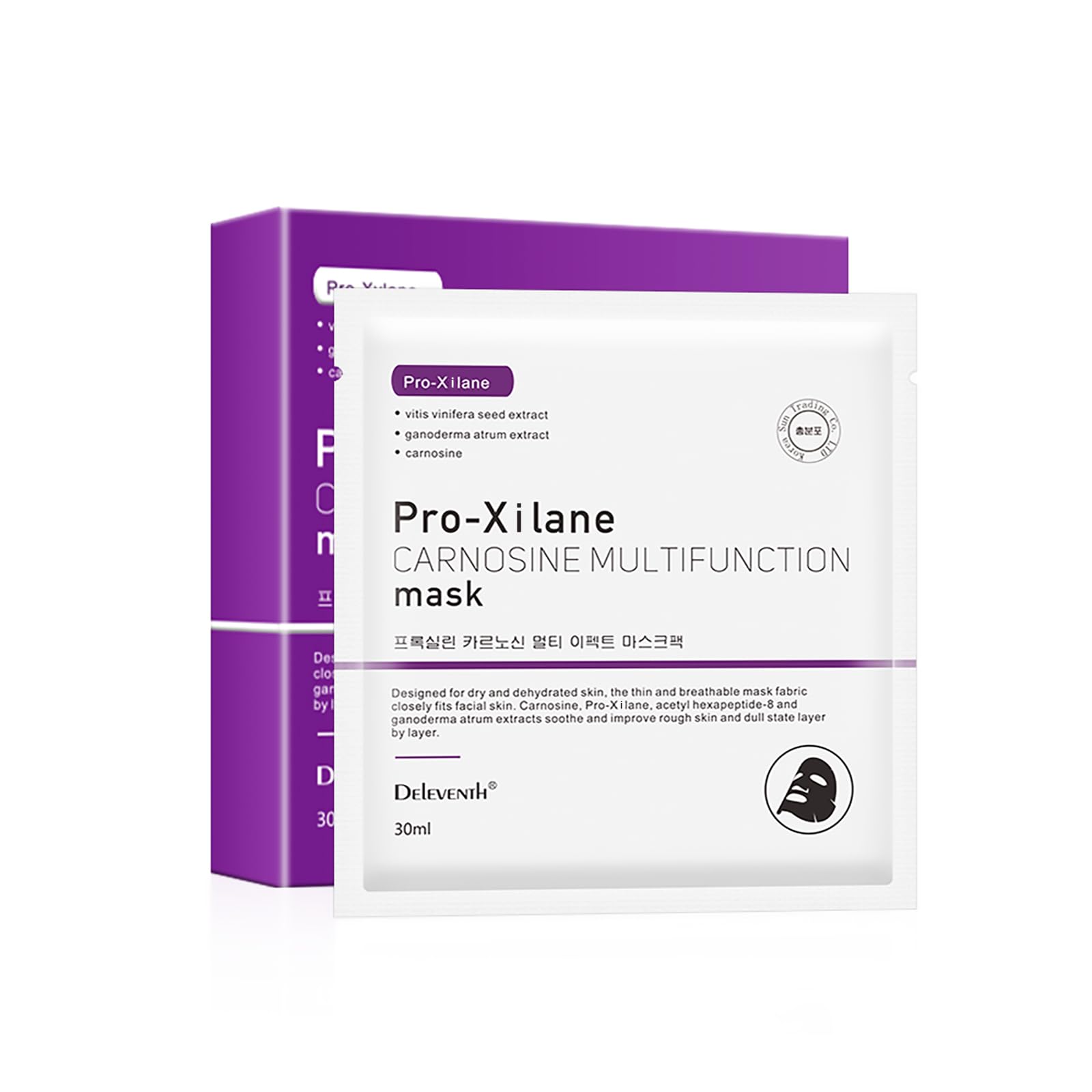 DEleventh Korean Brand Pro-Xilane Carnosine Multifunction Facial Mask 30ml × 5pcs / Anti-Aging & Anti-Wrinkle Formula to Reduce Fine Lines for a Hydrated, Youthful, and Radiant Complexion