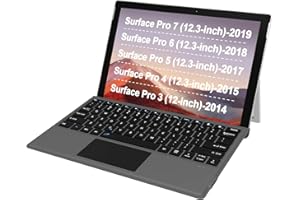 Arteck Microsoft Surface Pro Type Cover, Ultra-Slim Portable Bluetooth Wireless Keyboard with Touchpad Built-in Rechargeable 