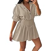 Fisoew Womens 2 Piece Outfits Skirts Sets Quarter Zip Cropped Sweatshirts Casual Mini Skorts Workout Lounge Wear Sweatsuits