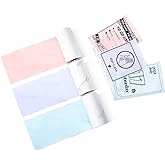 Phomemo Light Pink/Blue/Purple Adhesive Thermal Sticker Paper 50mm, Compatible With Phomemo T02/M02/M02S/M02 PRO/M04S/M04AS Mini Thermal Printer, Black Text, 3 Rolls