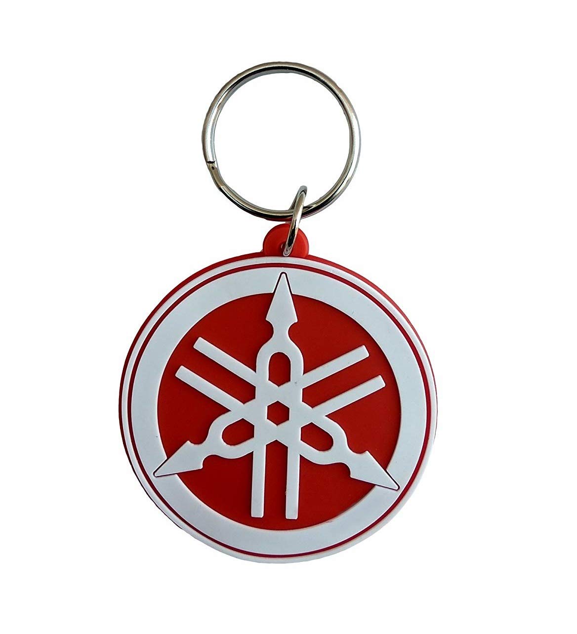 Relicon Double Sided Yamaha Bike Logo Red White Rubber Keychain for Car Bike Scooty Men Women Keyring