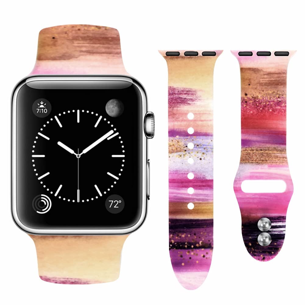 Vozehui Strap Compatible with Apple Watch Strap 38mm 40mm 42mm 44mm, Marbling Design Pattern Soft Silicone Sport band Replacement Strap Compatible with iWatch Strap SE 9 8 7 6 5 4 3 2 1 for Women Men