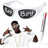 QXDBNXQ Rapper Glasses Costume Accessories, White Sunglasses Hip Hop Costume 2000s 90s 80s for Men Women Halloween