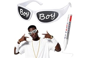 QXDBNXQ Rapper Glasses Costume Accessories, White Sunglasses Hip Hop Costume 2000s 90s 80s for Men Women Halloween