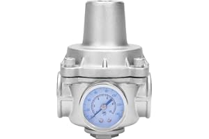 DERPIPE Pressure Regulator Water Valve - 1" NPT Female Stainless Steel 304 Pressure Reducer with Gauge, Adjustable Lead-Free Valve For RV, Garden, Air.