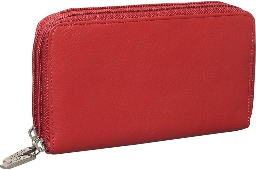 Buxton Women's Roma Double Ziparound Wallet, Dark Red, One