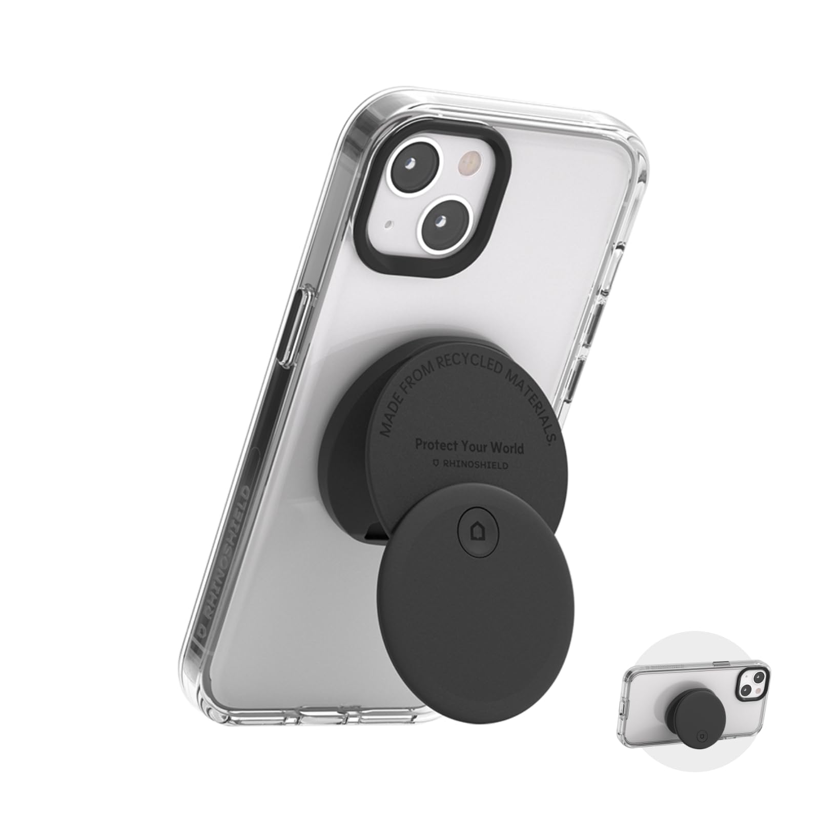 RHINOSHIELD GRIP O Compatible with MagSafe | Phone Grip with Expanding Kickstand for MagSafe Phone Case, Supports Portrait and Landscape Mode, Phone Holder, Smartphone Accessory - Black