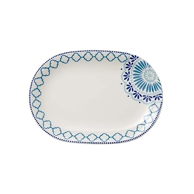 Villeroy &amp;amp; Boch Tea Passion Medina Set of Two Snack Plates, Premium Porcelain, WhiteBlue