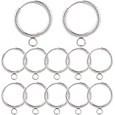 SUNNYCLUE 1 Box 12Pcs Huggie Hoop Earring Findings Leverback Ear Wires with Loop Stainless Steel Round French Earwire Lever Back Earring Hooks for Jewelry Making Supplies Charms DIY Crafts Accessories