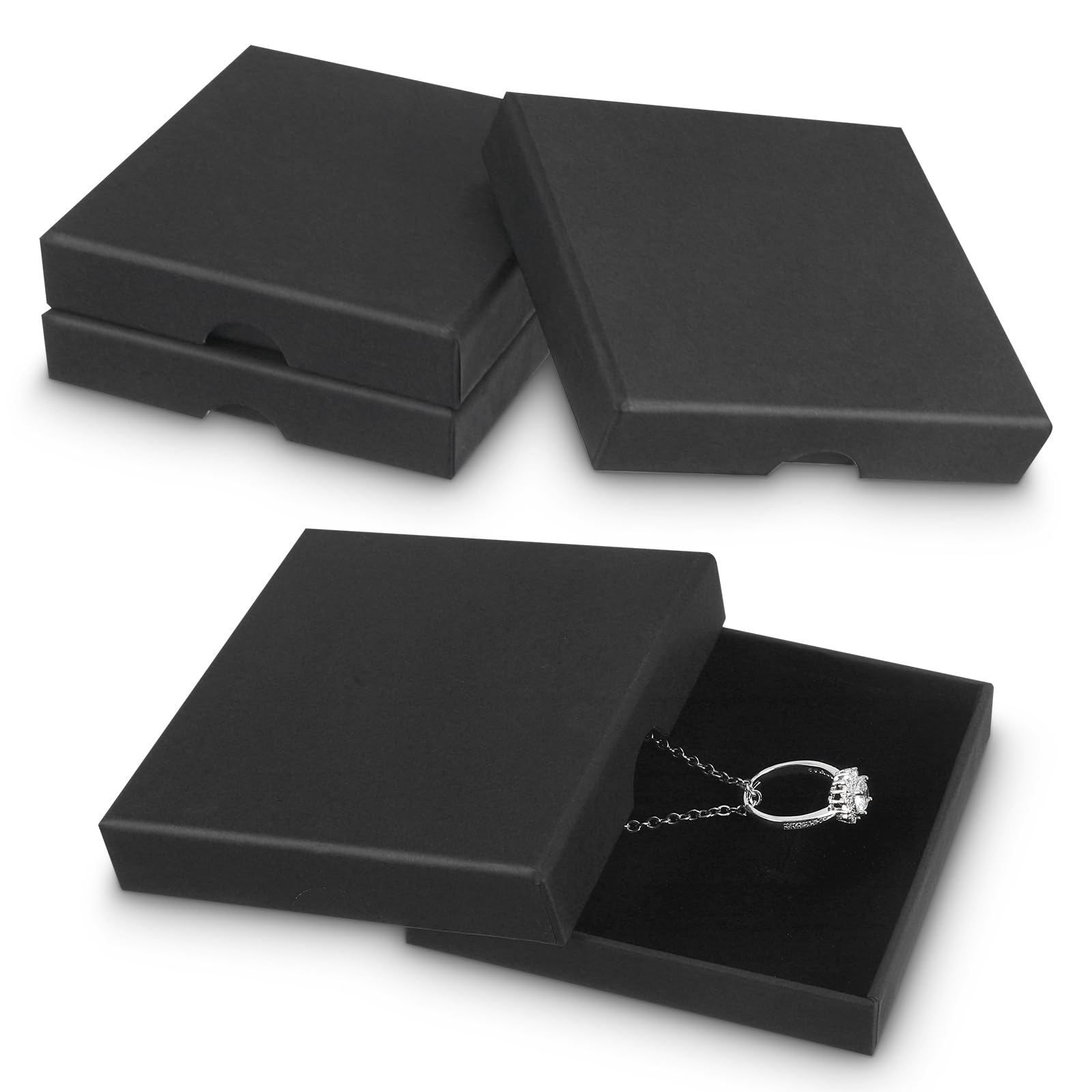 Photo 1 of Ouligay 3 Pack Jewelry Gift Boxes Cardboard Jewelry Boxes, Small Jewelry Boxes with Lids for Necklace Ring Earring Display Perfect Boxes for Presents (Black)