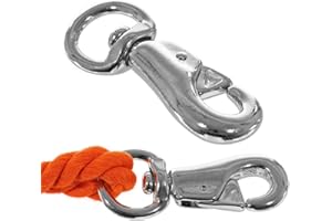 Nickel-Plated Rope Snaps - 5 Pack of 7/8 Inch Round Swivel Bull Snap - for 0.5 Inch, 0.75 Inch, and 1 Inch Rope - Stainless S
