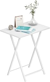 HOOBRO Side Table 2 Set Folding TV Tray Table Metal Industrial White EWW25BZ01N1 view 9