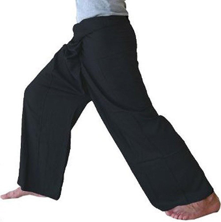 Thai Fisherman Wrap,yoga,massage,pregnancy Pants/waist up to 50" Black
