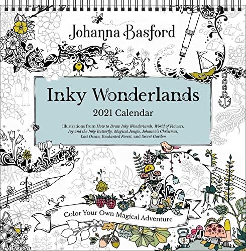 Johanna Basford 2021 Coloring Wall Calendar: Inky Wonderlands