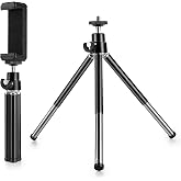 Mini Tripod for Webcam and Phone, Metal Extendable Webcam Stand with Phone Holder, Tripod for Webcam