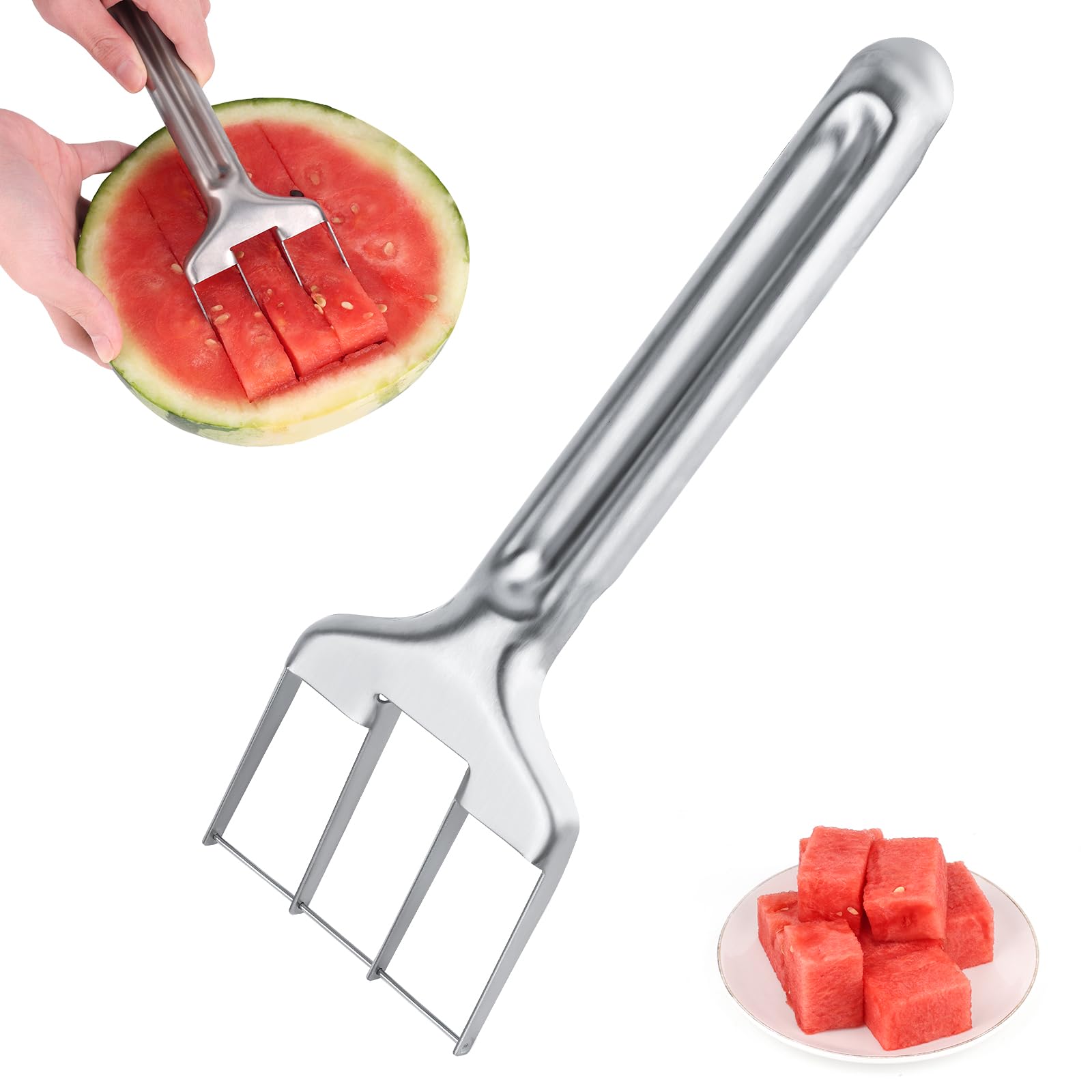 Photo 1 of BOXOB Watermelon Cutter Slicer, Stainless Steel Watermelon Cutting Tool Portable Fruit Cutter for Melon Mango Home Kitchen Gadget Camping Party