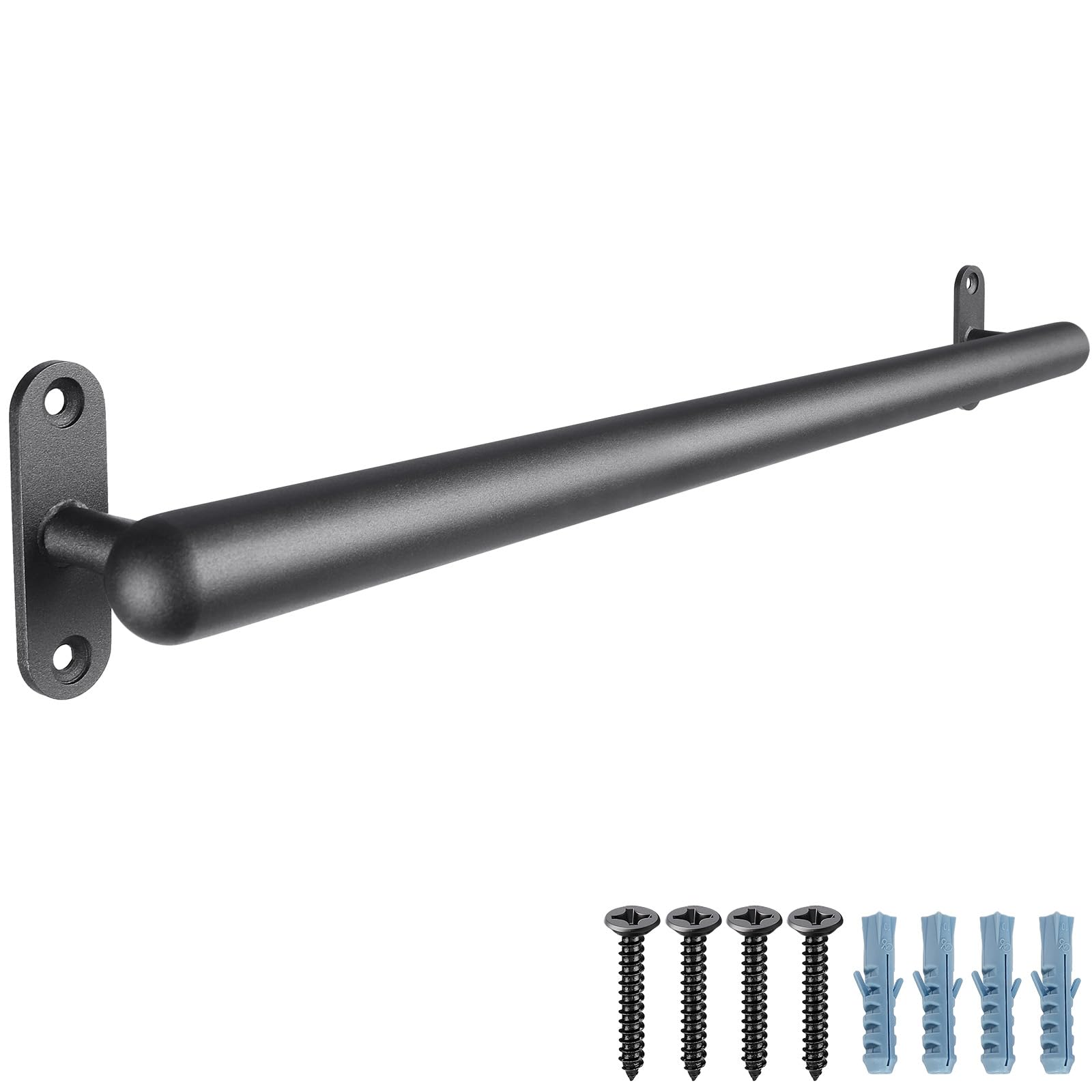 Dolibest Metal Handrail,117cm Grab Rail Indoor Staircase Banister Railing Black Wall Mounted Stair Balustrade 3.3cm Round Pipe Outdoor Safety Grab Bar Elderly Handle Grip for Younger/Kids/Disabled — image 1