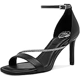 Pasuot Strappy Heels for Women - Open Square Toe Sparkly Stiletto Heel, Rhinestone Straps High Heeled Sandals for Party Prom Homecoming Office Wear, Gold Silver Black Nude, Not for Wide Feet