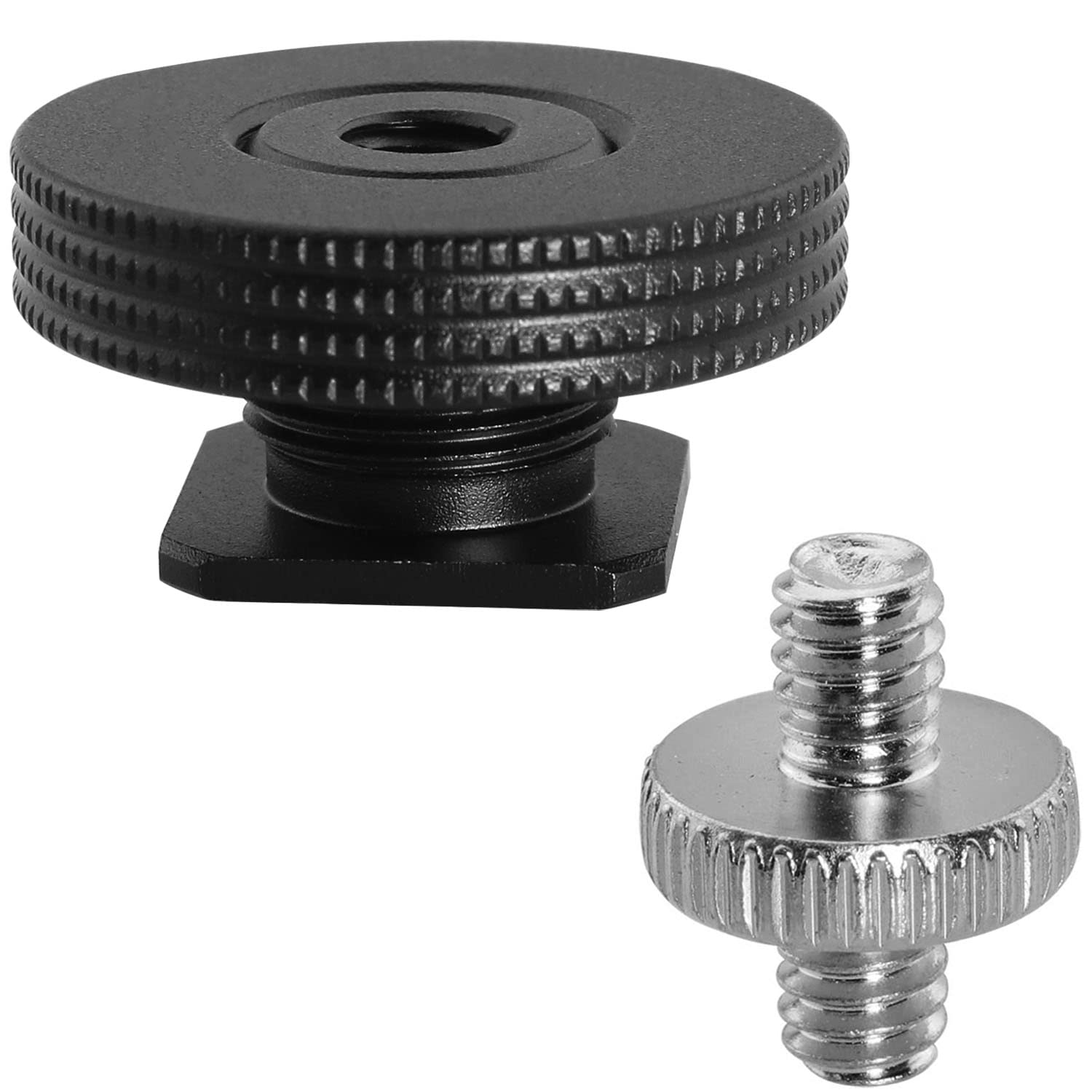 Photo 1 of 1/4" Female Thread to Hot Shoe Adapter LUORNG 2PCS Hot Shoe Mount Adapter with 1/4 to 1/4 inch Male Screw for Magic Arm, Video Light,Monitor