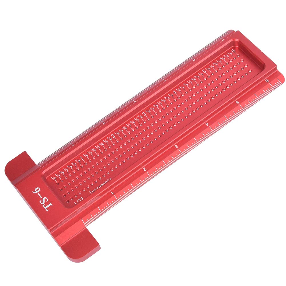 Fafeicy TS-6 Ultra Precision T-Type Scribing Ruler, Aluminium Alloy Hole Ruler Woodworking Marking Tool with Accurate Scale for Carpenter