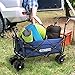ENKEEO Collapsible Push Wagon Folding Beach Cart Utility Pull Garden Wagon with Removable Canopy, Large Wheels and Tilting Handle for Camping Picnic Park Sporting Events Concerts Shopping (Navy)