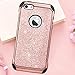 iPhone SE Case, iPhone 5S Case, BENTOBEN iPhone 5 Case 2 In 1 Glitter Bling Hybrid Hard PC Cover Coat Shiny Faux Leather Shockproof TPU Bumper Protective Phone Case for Girls iPhone 5S/SE/5, Rose Gold