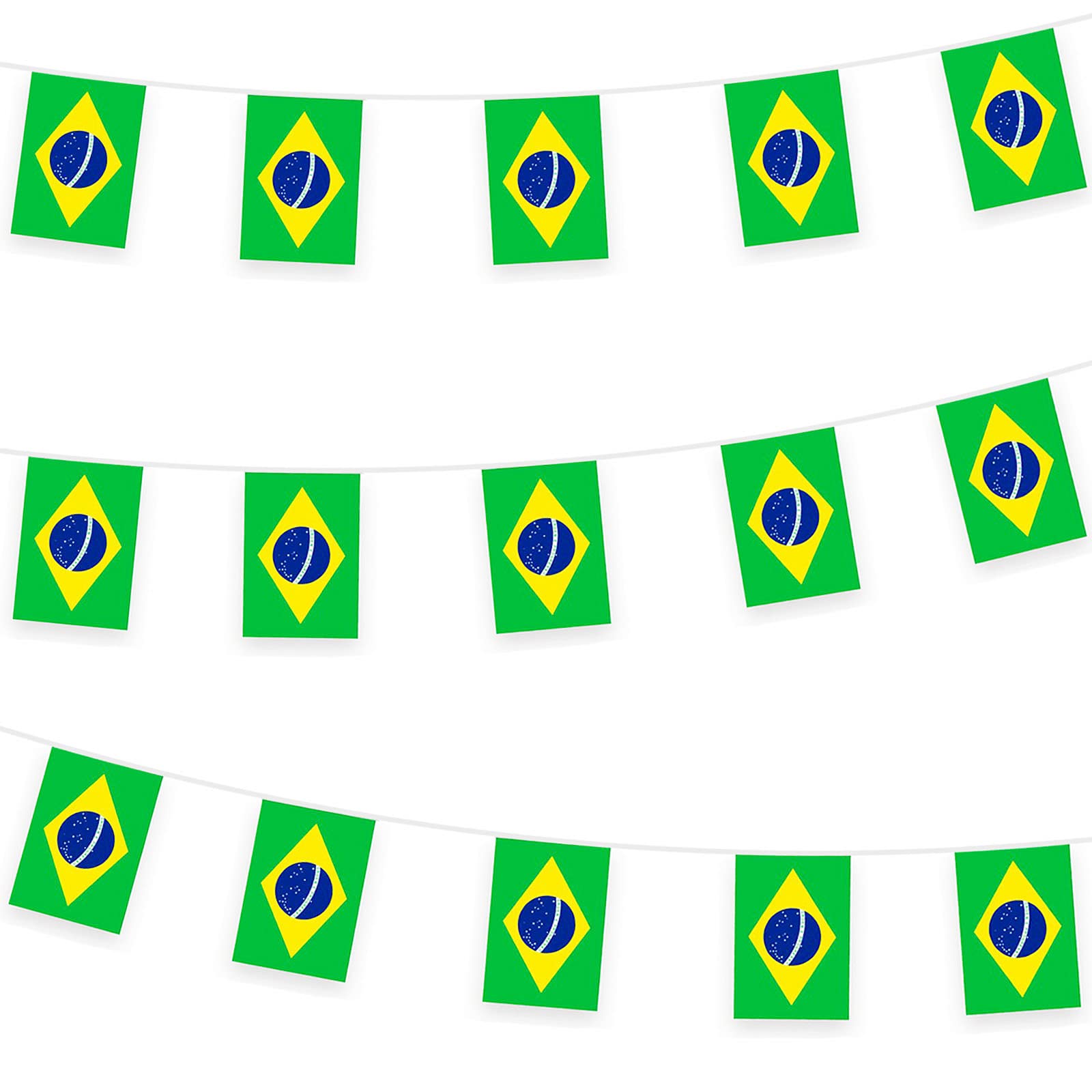 HONGCI Brazil Bunting Flag Hanging Flag for World Cup 2022 10m/32ft Rectangle Fabric Brazil Flag Banner, Outdoor Indoor Bar Bunting for World Cup Qatar 2022 Decorations Party Supplies