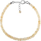 DEVMUKTI Natural Citrine Gemstones Dainty Bracelets, Handmade, Healing Crystals Beads, Designer Jewelry, 925 Sterling Silver Bracelet, Chakra Stones, Women Christmas Gift, 8 inch