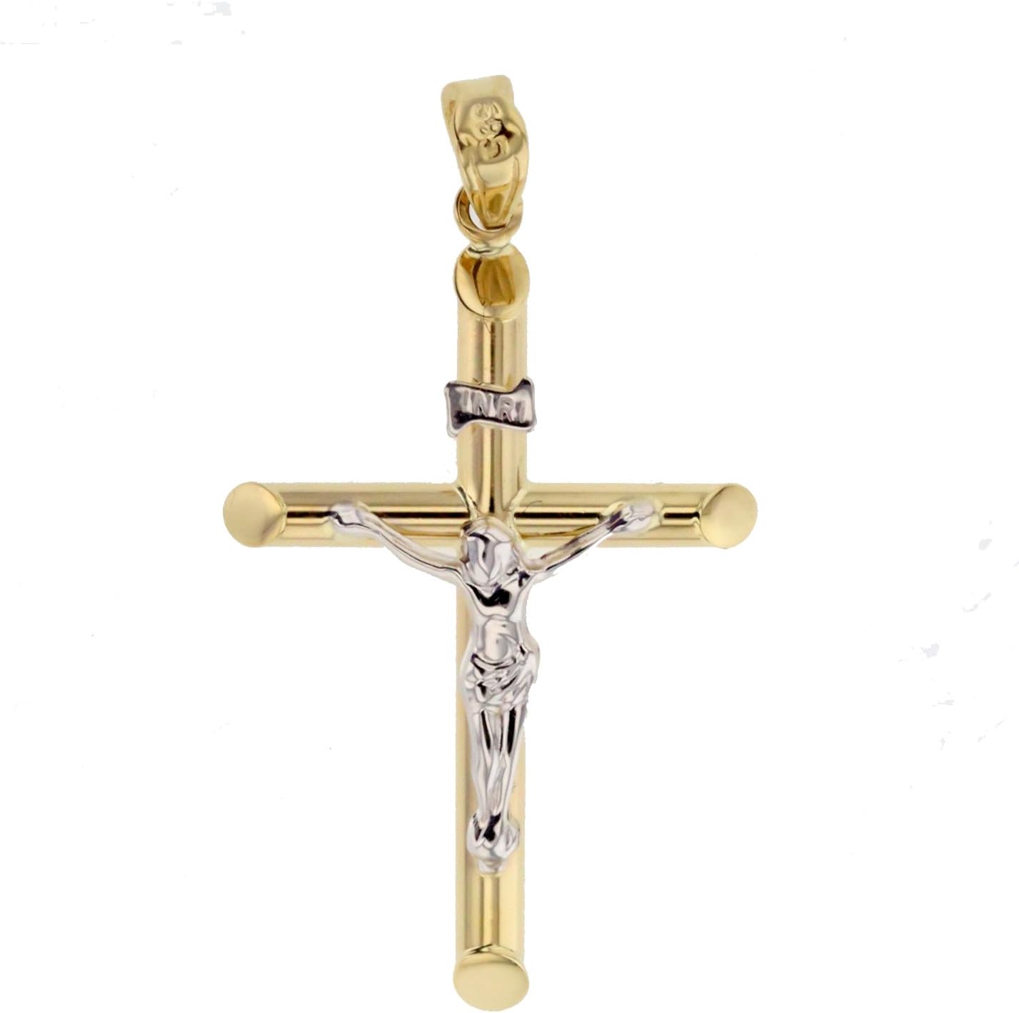 Gold Cross Pendant With White Gold Corpus Pendant Yellow Gold 585 Gold and 14 K White Gold Jewellery 3521